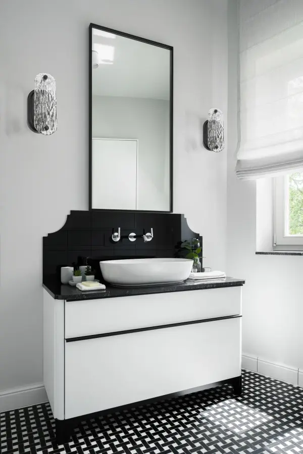 Glacier 1-Light Vanity Sconce in Matte Black with Ice Glass - Image 7