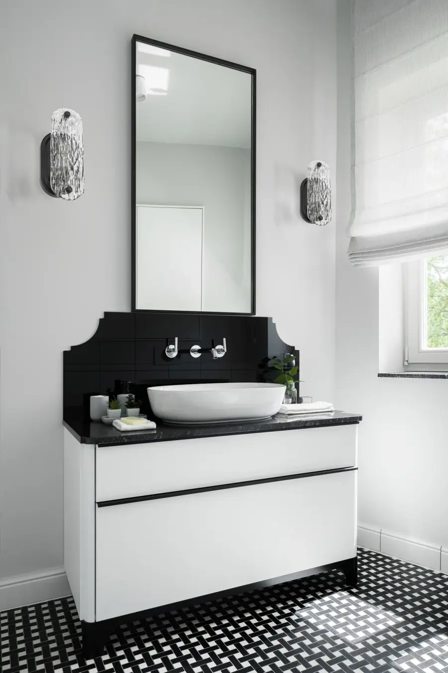 Glacier 1-Light Vanity Sconce in Matte Black with Ice Glass - Image 7