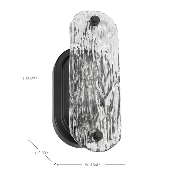 Glacier 1-Light Vanity Sconce in Matte Black with Ice Glass - Image 8