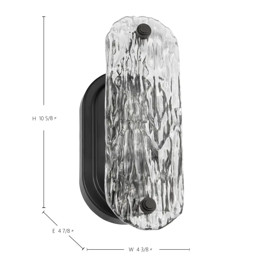 Glacier 1-Light Vanity Sconce in Matte Black with Ice Glass - Image 8