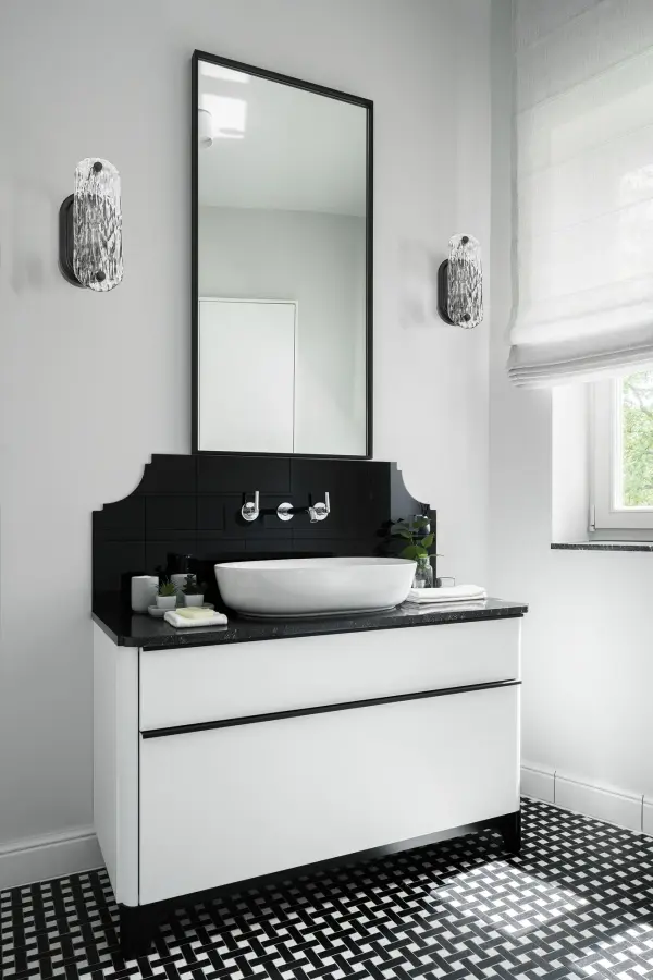 Glacier 1-Light Vanity Sconce in Matte Black with Ice Glass - Image 9