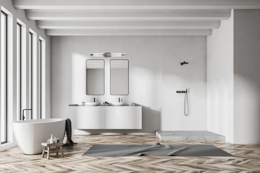 Glacier 3-Light Vanity in Matte Black with Ice Glass - Image 6