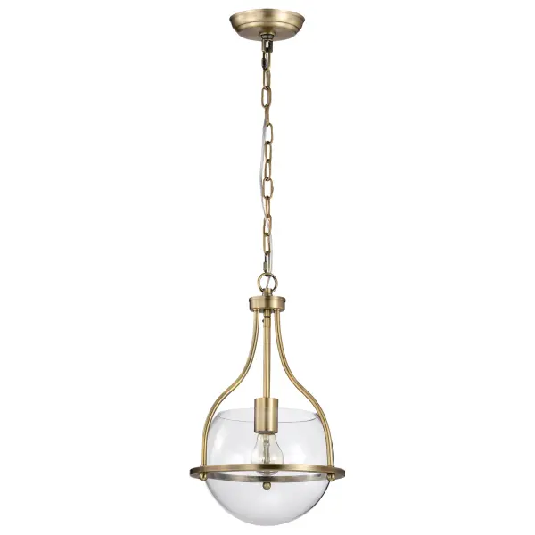 Amado 1-Light Pendant in Vintage Brass with Clear Glass - Image 1