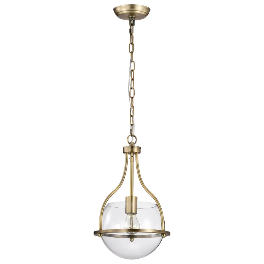 Amado 1-Light Pendant in Vintage Brass with Clear Glass - Image 1