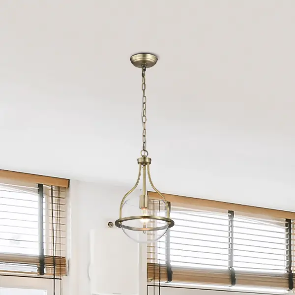 Amado 1-Light Pendant in Vintage Brass with Clear Glass - Image 15