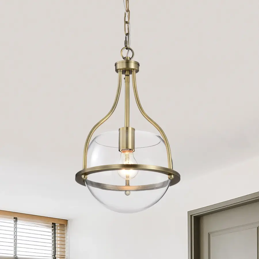 Amado 1-Light Pendant in Vintage Brass with Clear Glass - Image 16