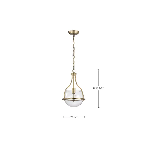 Amado 1-Light Pendant in Vintage Brass with Clear Glass - Image 17