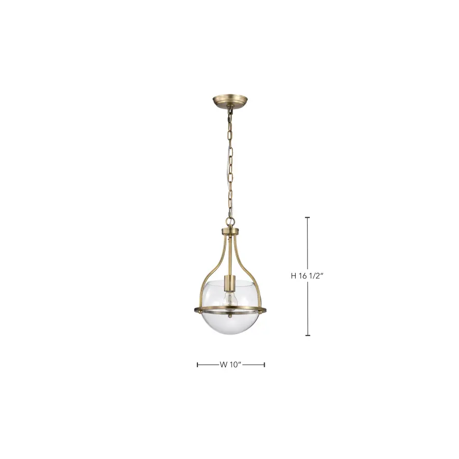 Amado 1-Light Pendant in Vintage Brass with Clear Glass - Image 17