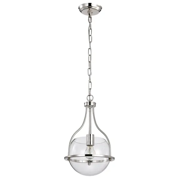 Amado 1-Light Pendant in Polished Nickel with Clear Glass - Image 1