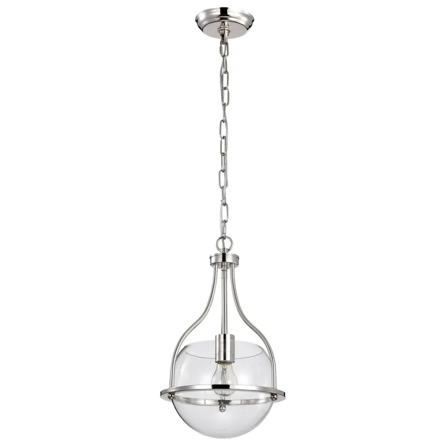 Amado 1-Light Pendant in Polished Nickel with Clear Glass - Image 1