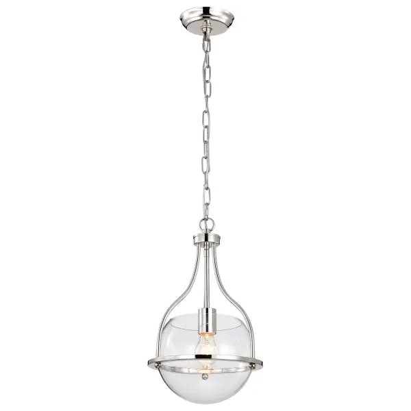 Amado 1-Light Pendant in Polished Nickel with Clear Glass - Image 2