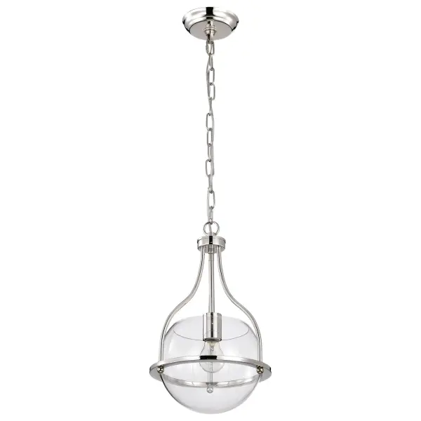Amado 1-Light Pendant in Polished Nickel with Clear Glass - Image 3