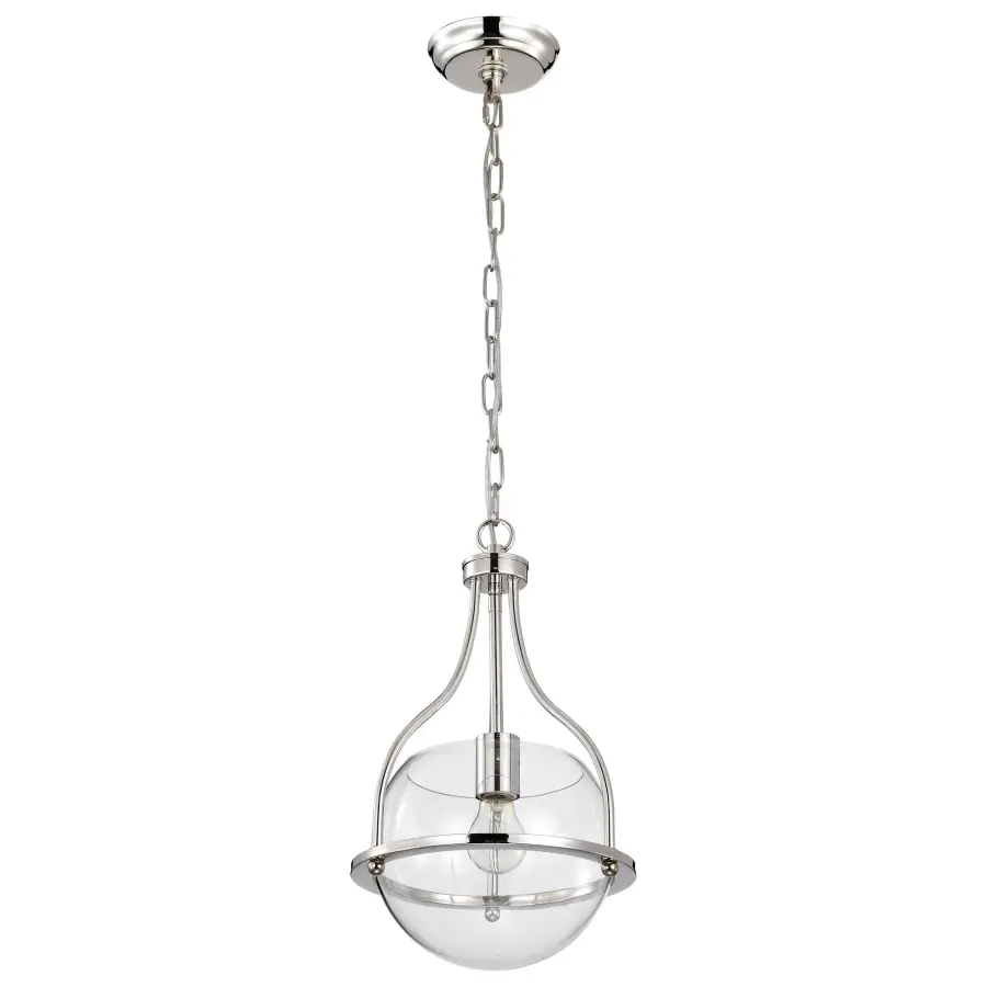 Amado 1-Light Pendant in Polished Nickel with Clear Glass - Image 3