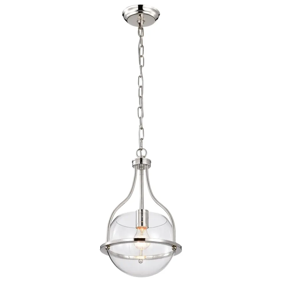 Amado 1-Light Pendant in Polished Nickel with Clear Glass - Image 4