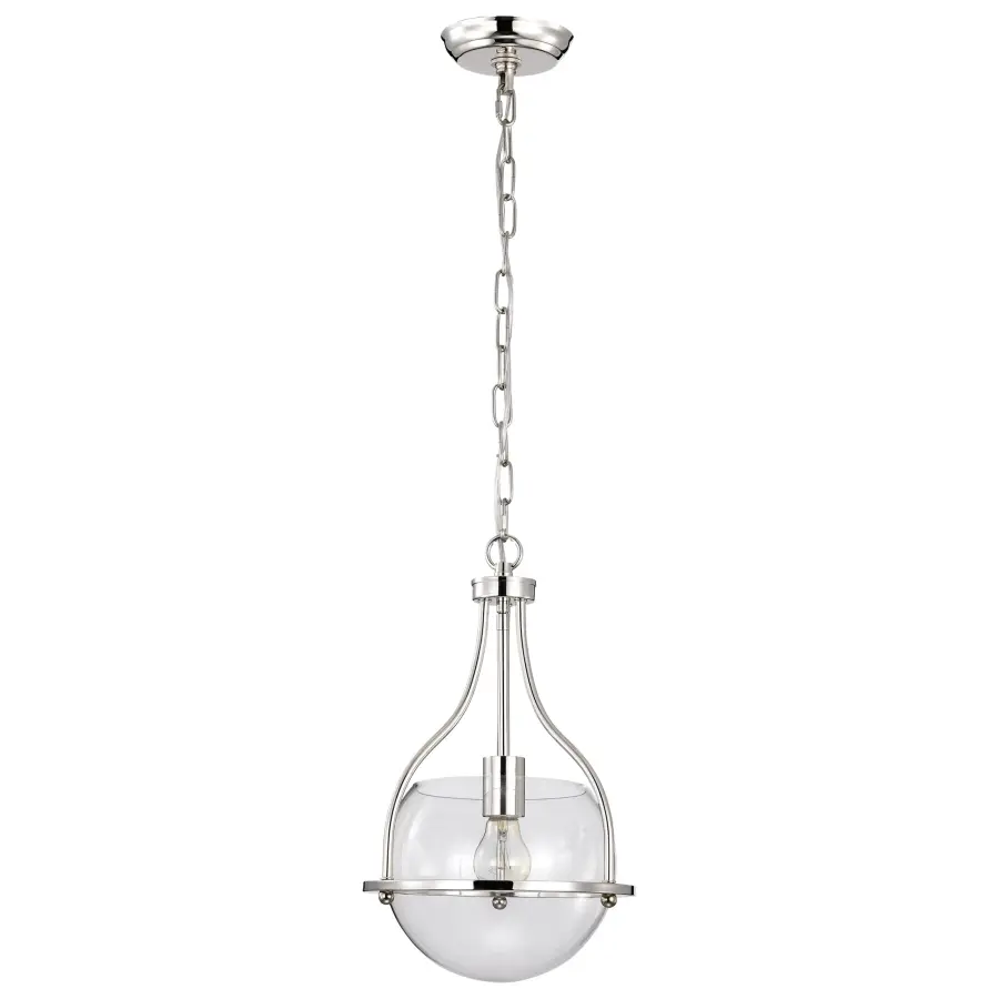 Amado 1-Light Pendant in Polished Nickel with Clear Glass - Image 5
