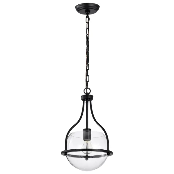 Amado 1-Light Pendant in Matte Black with Clear Glass - Image 1