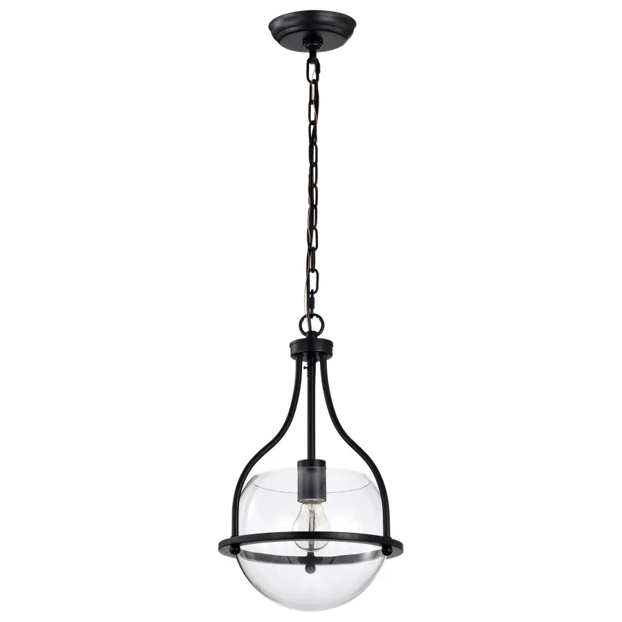 Amado 1-Light Pendant in Matte Black with Clear Glass - Image 1