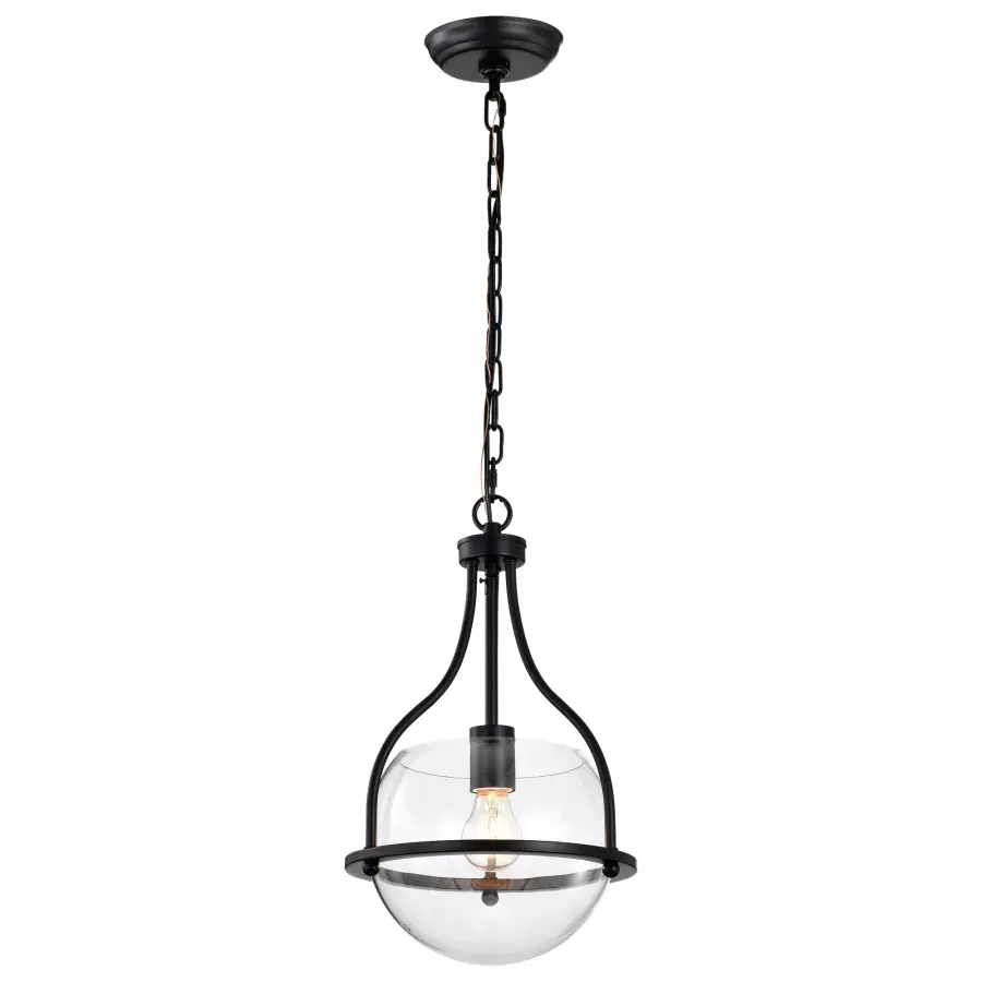 Amado 1-Light Pendant in Matte Black with Clear Glass - Image 2
