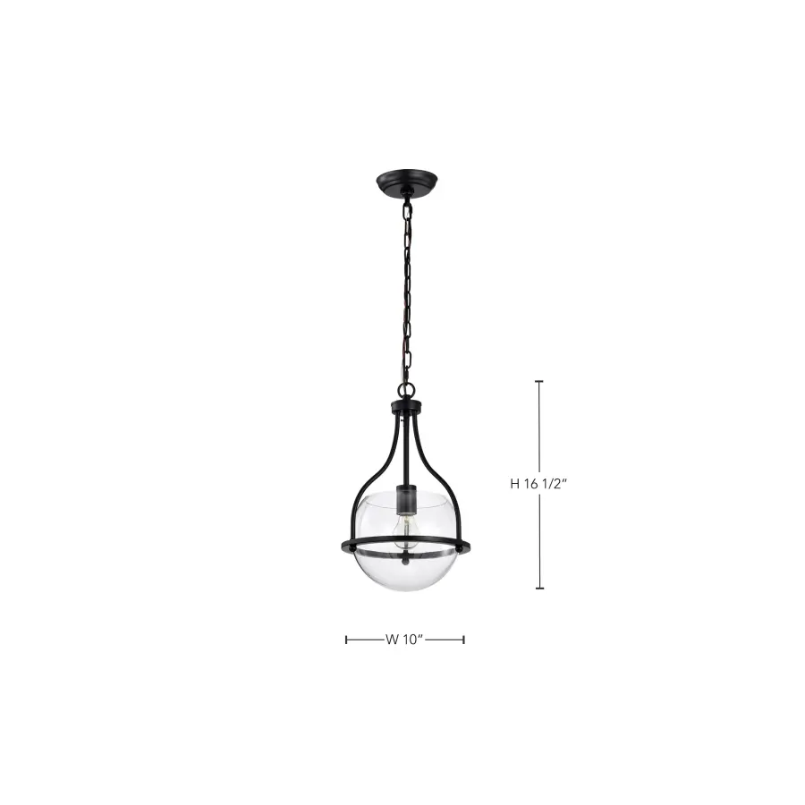 Amado 1-Light Pendant in Matte Black with Clear Glass - Image 17