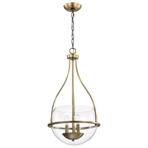 Amado 3-Light Pendant in Vintage Brass with Clear Glass - Image 1