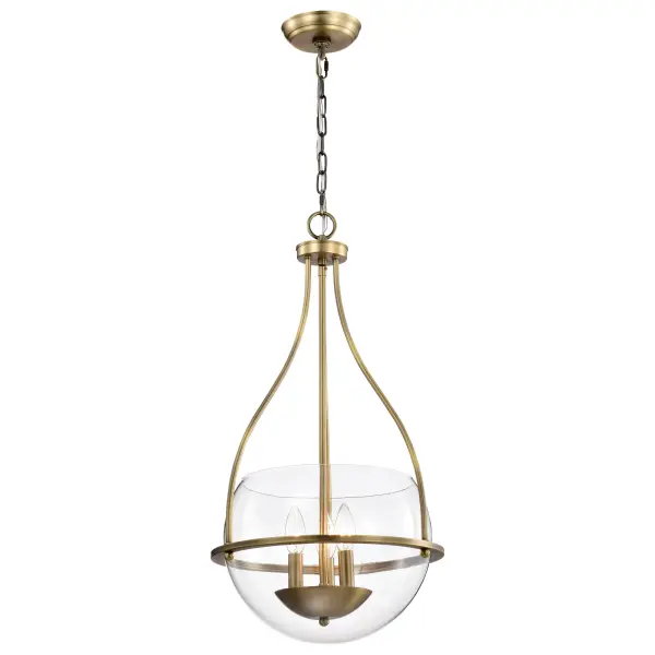 Amado 3-Light Pendant in Vintage Brass with Clear Glass - Image 2