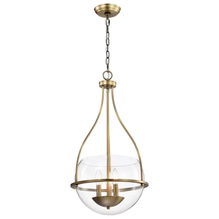 Amado 3-Light Pendant in Vintage Brass with Clear Glass - Image 2