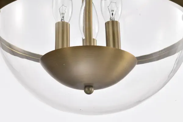 Amado 3-Light Pendant in Vintage Brass with Clear Glass - Image 13