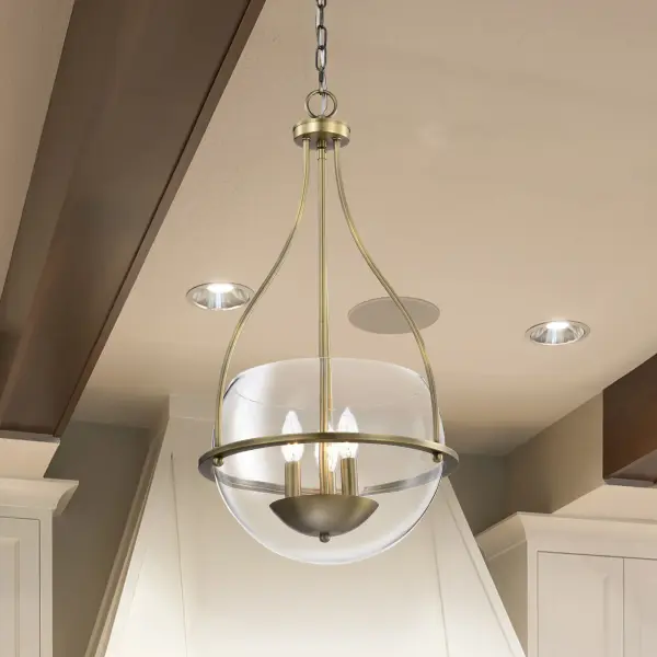 Amado 3-Light Pendant in Vintage Brass with Clear Glass - Image 16