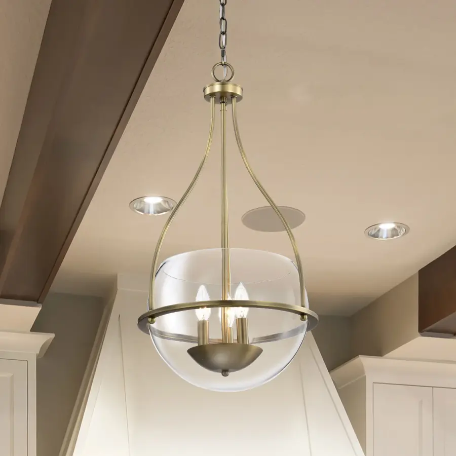 Amado 3-Light Pendant in Vintage Brass with Clear Glass - Image 16