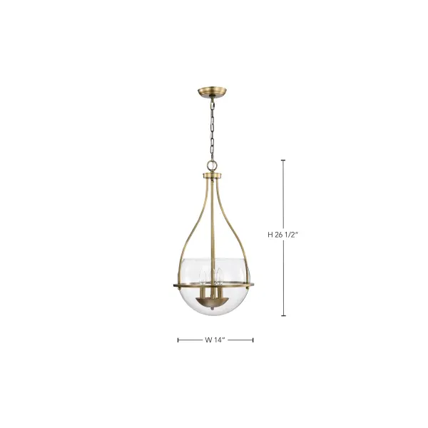 Amado 3-Light Pendant in Vintage Brass with Clear Glass - Image 17