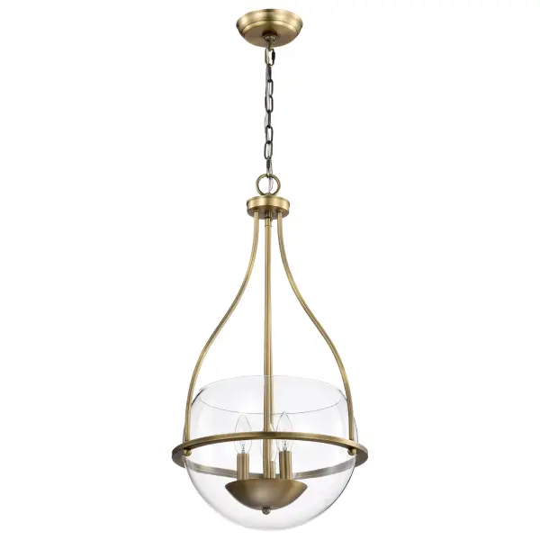 Amado 3-Light Pendant in Vintage Brass with Clear Glass - Image 3