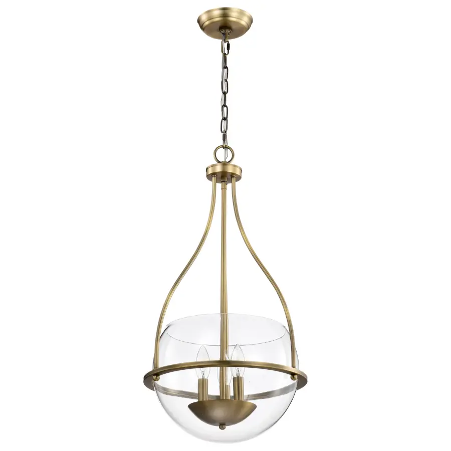 Amado 3-Light Pendant in Vintage Brass with Clear Glass - Image 3