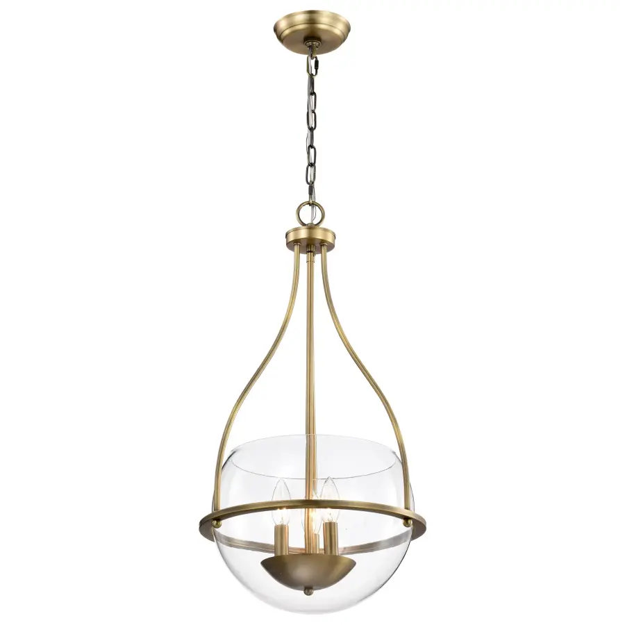 Amado 3-Light Pendant in Vintage Brass with Clear Glass - Image 4