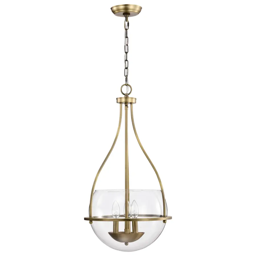 Amado 3-Light Pendant in Vintage Brass with Clear Glass - Image 5
