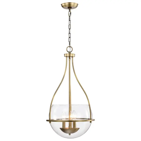 Amado 3-Light Pendant in Vintage Brass with Clear Glass - Image 6