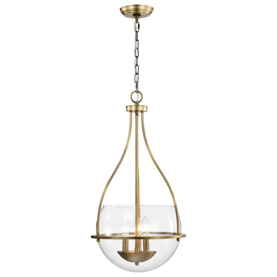 Amado 3-Light Pendant in Vintage Brass with Clear Glass - Image 6