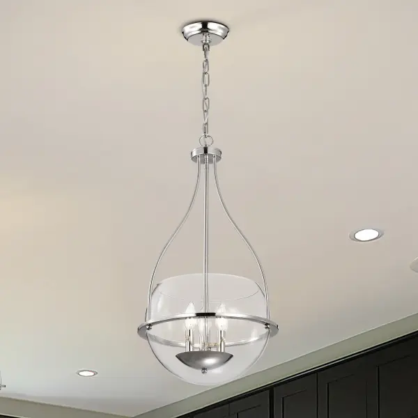 Amado 3-Light Pendant in Polished Nickel with Clear Glass - Image 15