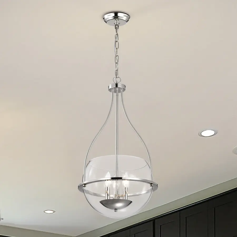 Amado 3-Light Pendant in Polished Nickel with Clear Glass - Image 15