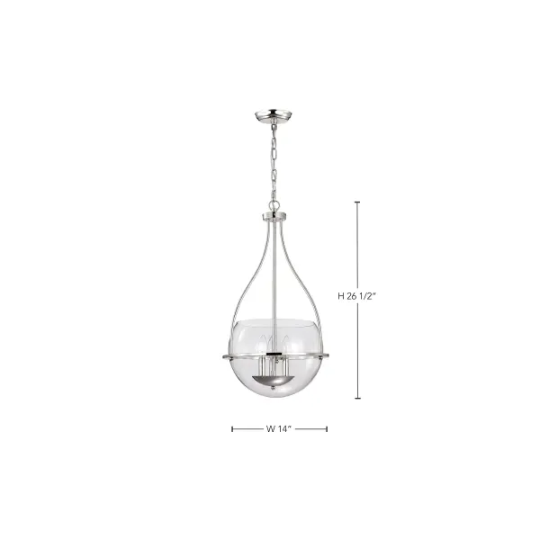 Amado 3-Light Pendant in Polished Nickel with Clear Glass - Image 16