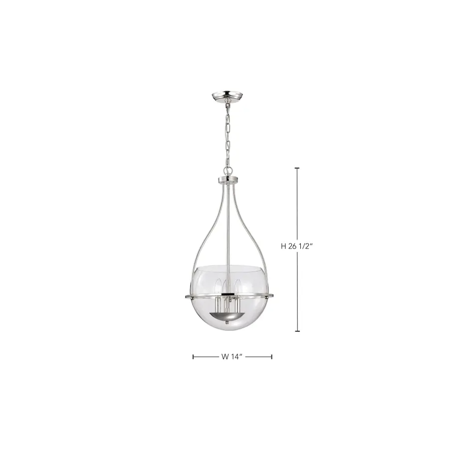 Amado 3-Light Pendant in Polished Nickel with Clear Glass - Image 16