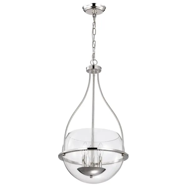 Amado 3-Light Pendant in Polished Nickel with Clear Glass - Image 3