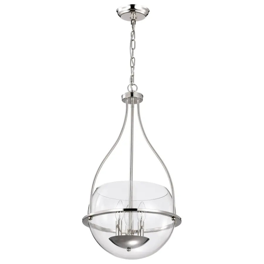 Amado 3-Light Pendant in Polished Nickel with Clear Glass - Image 3