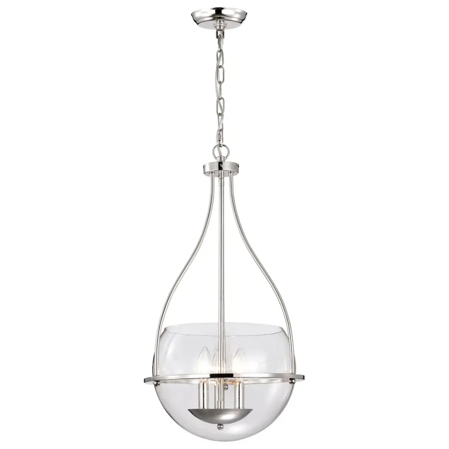 Amado 3-Light Pendant in Polished Nickel with Clear Glass - Image 6