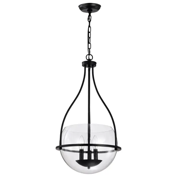 Amado 3-Light Pendant in Matte Black with Clear Glass - Image 1