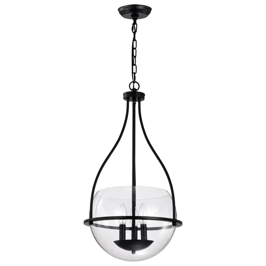 Amado 3-Light Pendant in Matte Black with Clear Glass - Image 1
