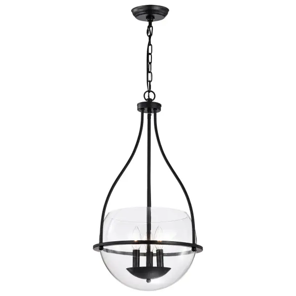 Amado 3-Light Pendant in Matte Black with Clear Glass - Image 2