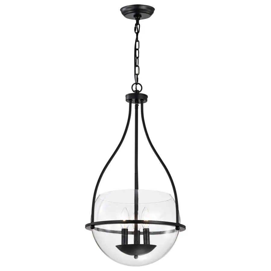 Amado 3-Light Pendant in Matte Black with Clear Glass - Image 2