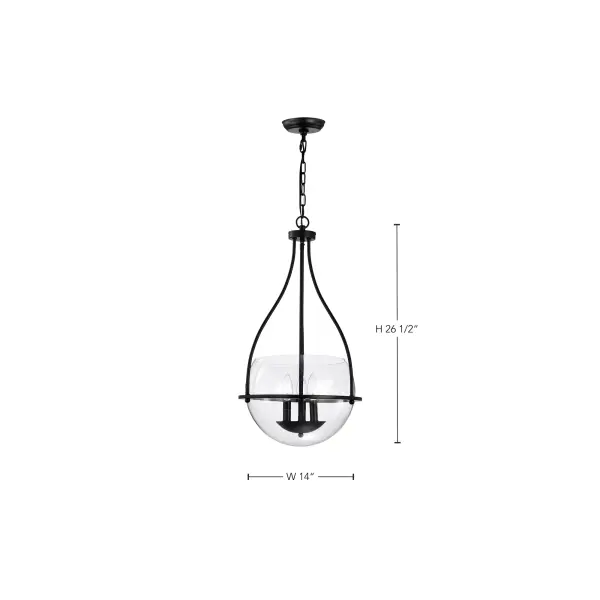 Amado 3-Light Pendant in Matte Black with Clear Glass - Image 18