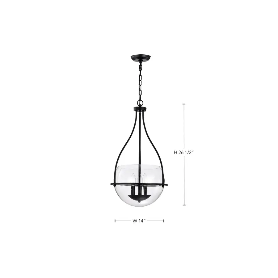 Amado 3-Light Pendant in Matte Black with Clear Glass - Image 18