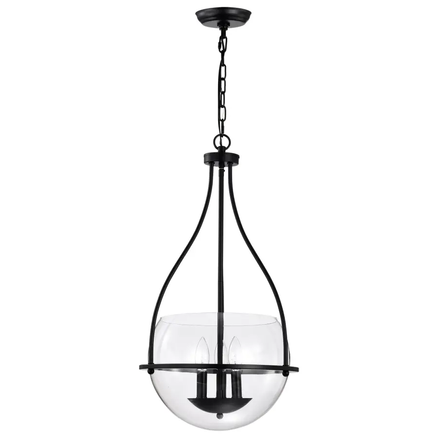 Amado 3-Light Pendant in Matte Black with Clear Glass - Image 3